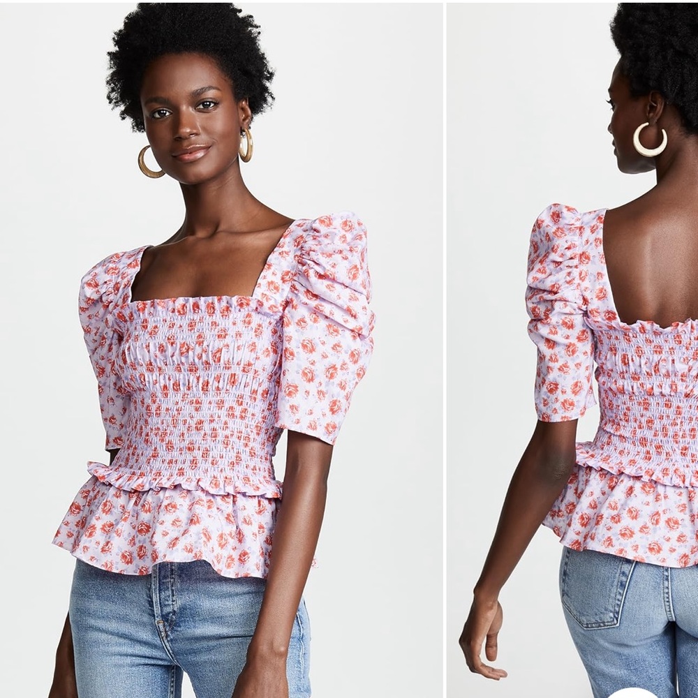 Amanda Uprichard Puff Sleeve Top